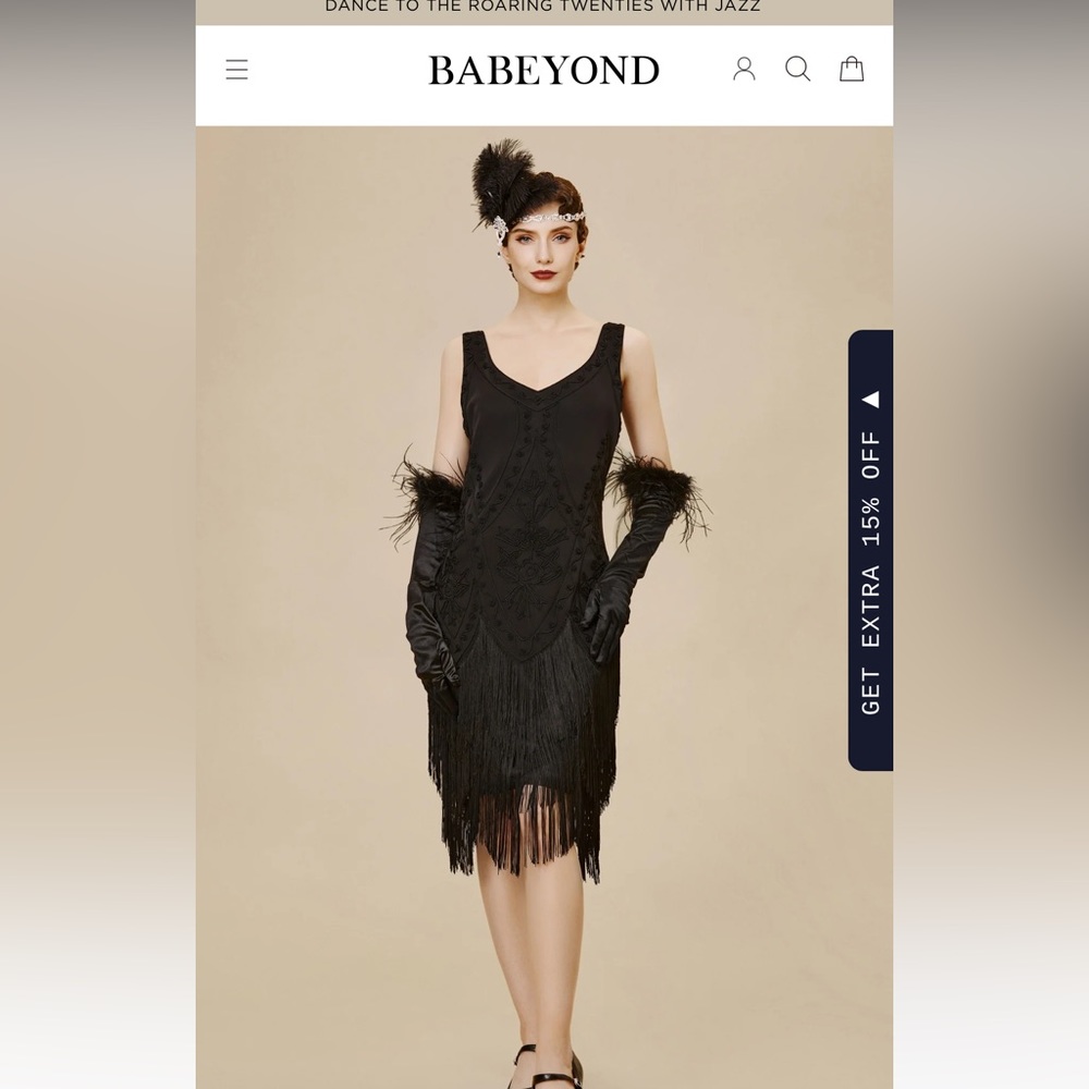 BABEYOND Small Roaming 20’s Flapper Dress ( Black).